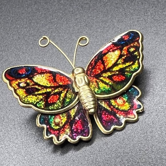 MULTICOLOR Butterfly Brooch Pin - Picture 1 of 4